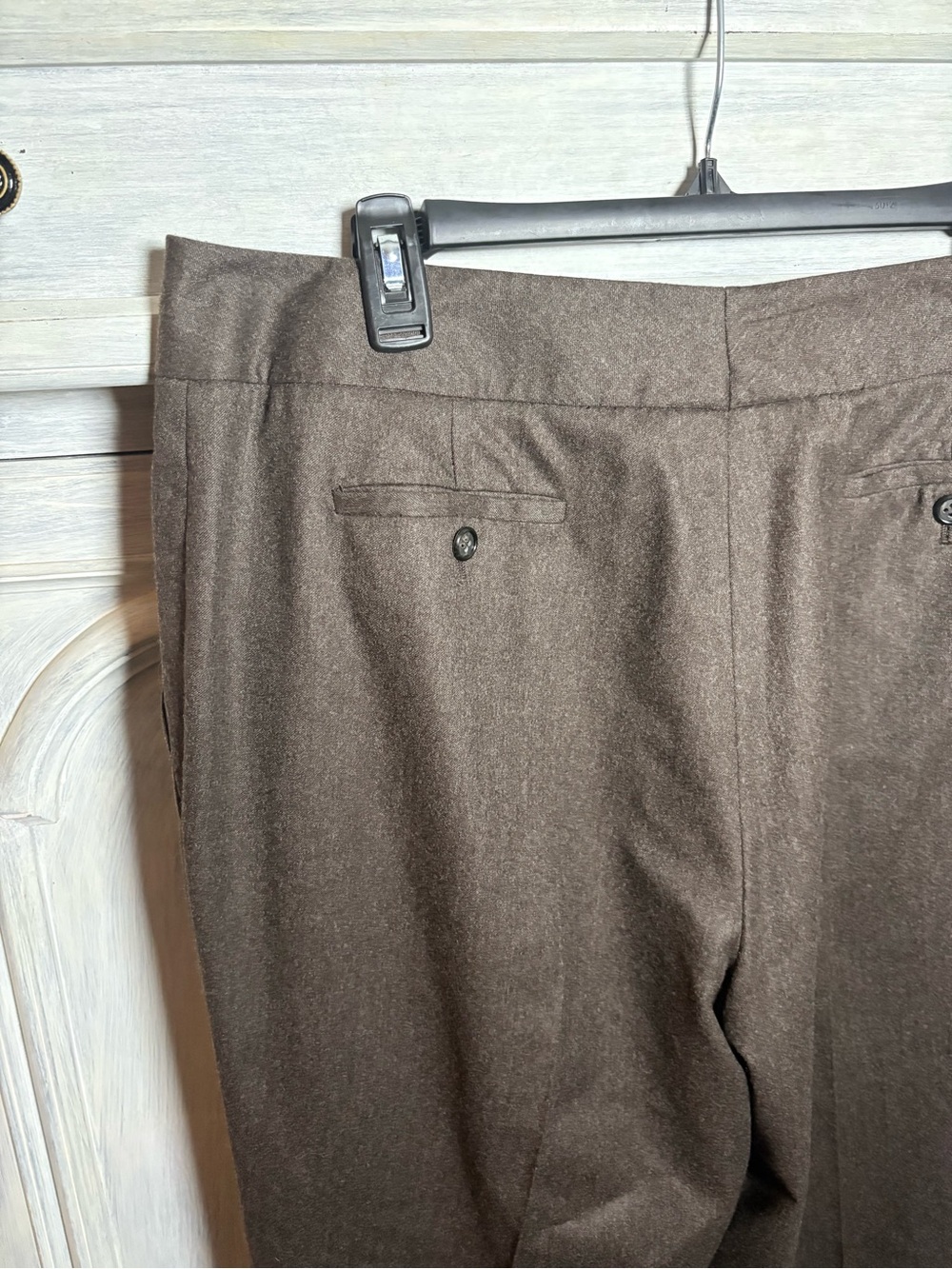 Brooks Brothers Chocolate 100% Wool Cuffed Hem Dress Pants Classic Quiet Luxury - Picture 7 of 8